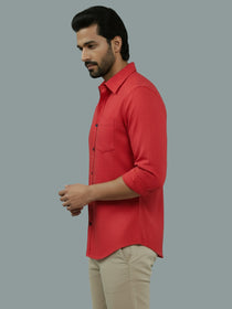 VORA LABEL Men Cotton Regular Fit Spread Collar Casual Shirt - Green