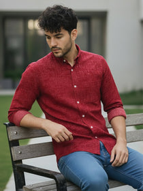 VORA LABEL Men Cotton Printed Regular Fit Casual Shirt - Red