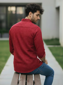 VORA LABEL Men Cotton Printed Regular Fit Casual Shirt - Red