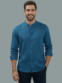 VORA LABEL Men Cotton Regular Fit Mandarin Collar Casual Shirt - Pink
