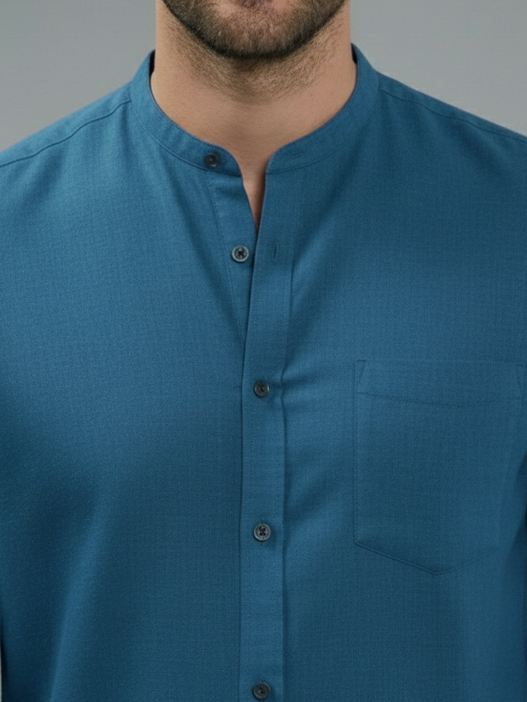 VORA LABEL Men Cotton Regular Fit Mandarin Collar Casual Shirt - Pink