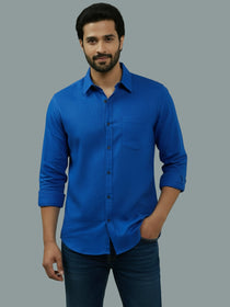 VORA LABEL Men Cotton Regular Fit Spread Collar Casual Shirt - Green