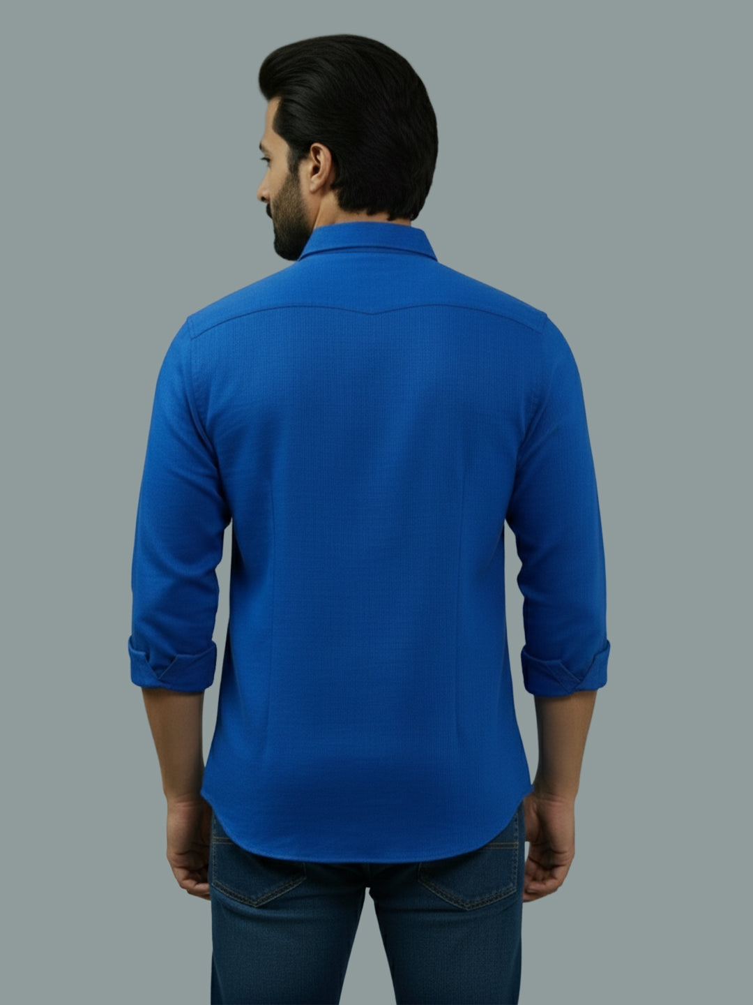 VORA LABEL Men Cotton Regular Fit Spread Collar Casual Shirt - Green