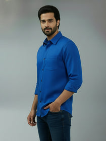 VORA LABEL Men Cotton Regular Fit Spread Collar Casual Shirt - Green