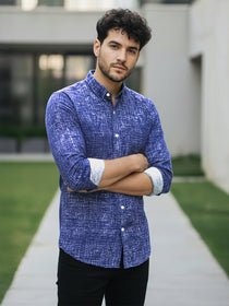 VORA LABEL Men Cotton Printed Regular Fit Casual Shirt - Red
