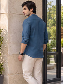 VORA LABEL Men’s Cotton Blend Solid Kurta | Mandarin Collar Full Sleeve Kurta | Casual & Festive Wear