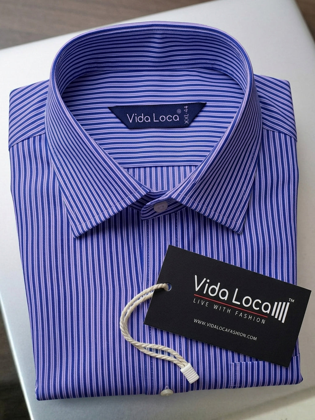 VORA LABEL Men Cotton Striped Regular Fit Casual Shirt - Royal Blue