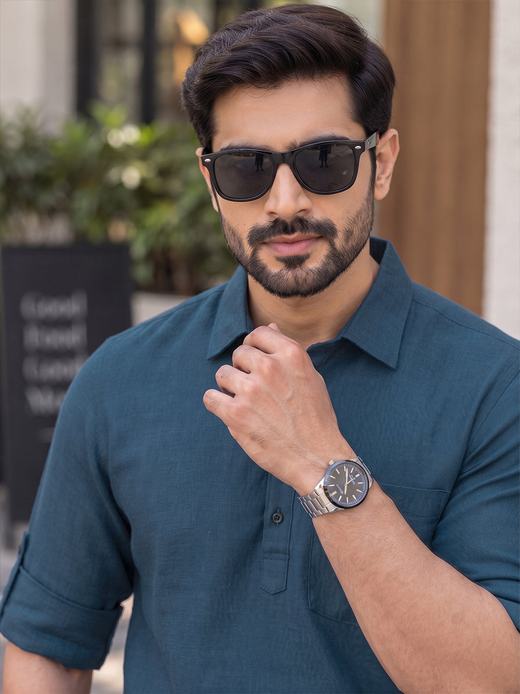 VORA LABEL Men’s Cotton Blend Solid Kurta | Mandarin Collar Full Sleeve Kurta with Pocket | Casual & Festive Wear