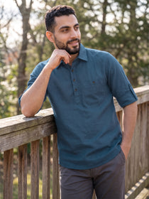 VORA LABEL Men’s Cotton Blend Solid Kurta | Mandarin Collar Full Sleeve Kurta with Pocket | Casual & Festive Wear