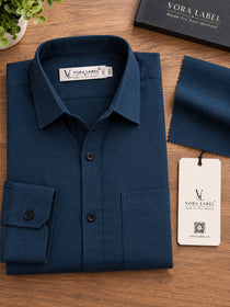 VORA LABEL Men’s Solid Cotton Blend Shirt | Full Sleeve Casual & Formal Shirt