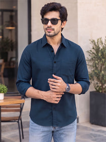 VORA LABEL Men’s Solid Cotton Blend Shirt | Full Sleeve Casual & Formal Shirt