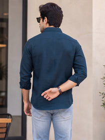VORA LABEL Men’s Solid Cotton Blend Shirt | Full Sleeve Casual & Formal Shirt