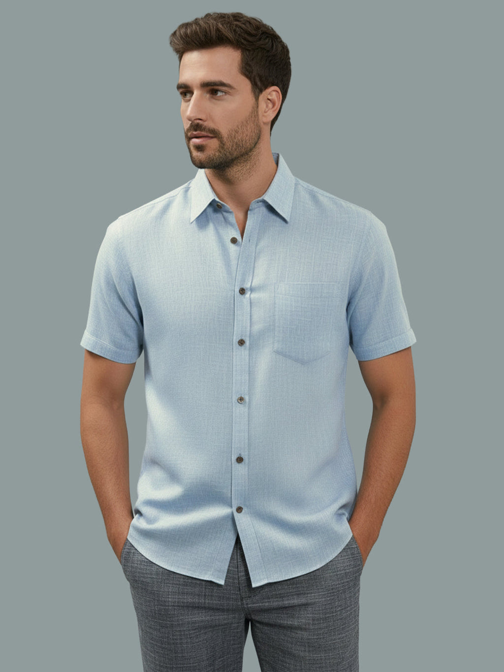 VORA LABEL Men Cotton Regular Fit Spread Collar Casual Shirt - Yellow