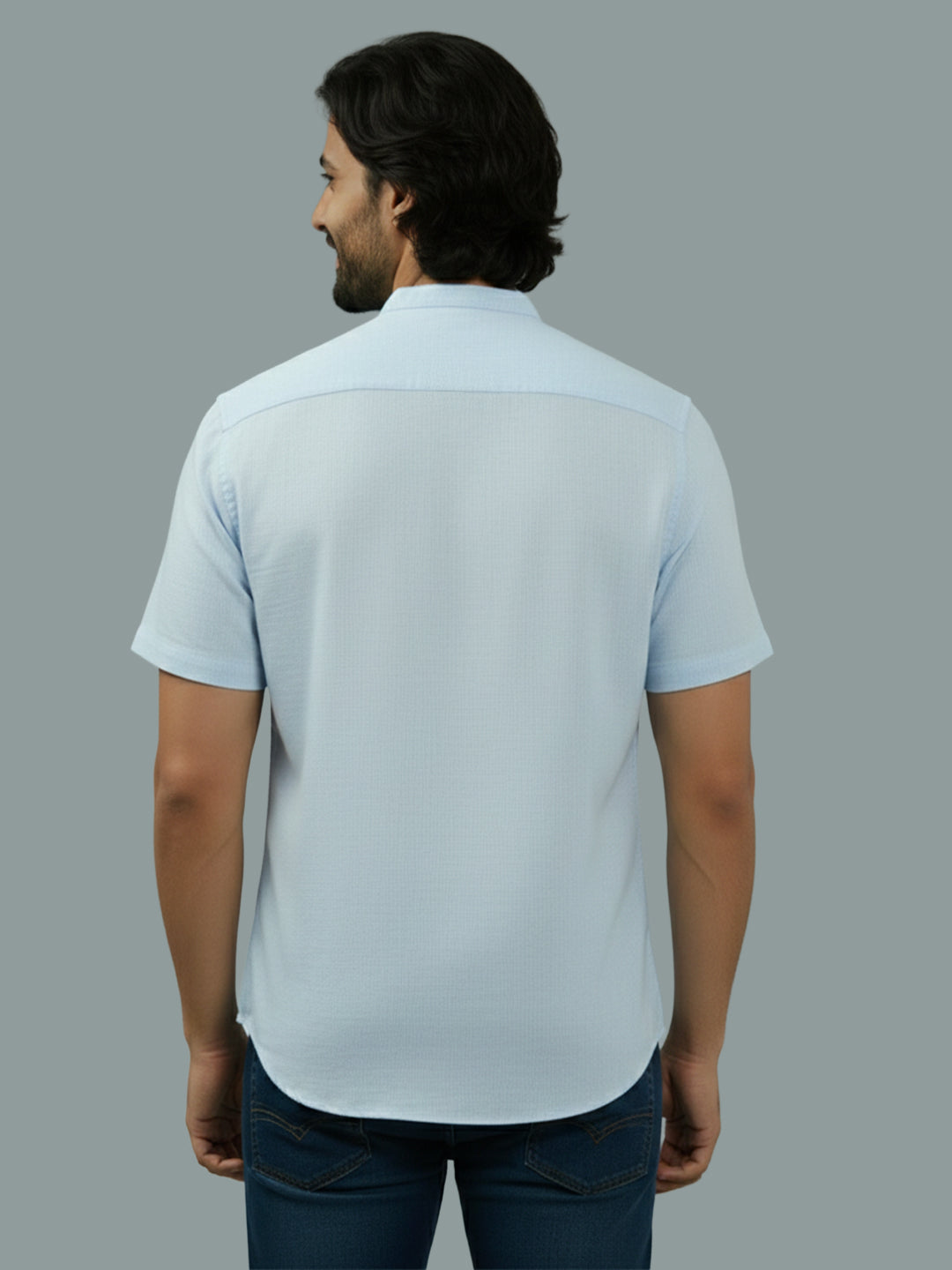 VORA LABEL Men Cotton Regular Fit Mandarin Collar Casual Shirt - White