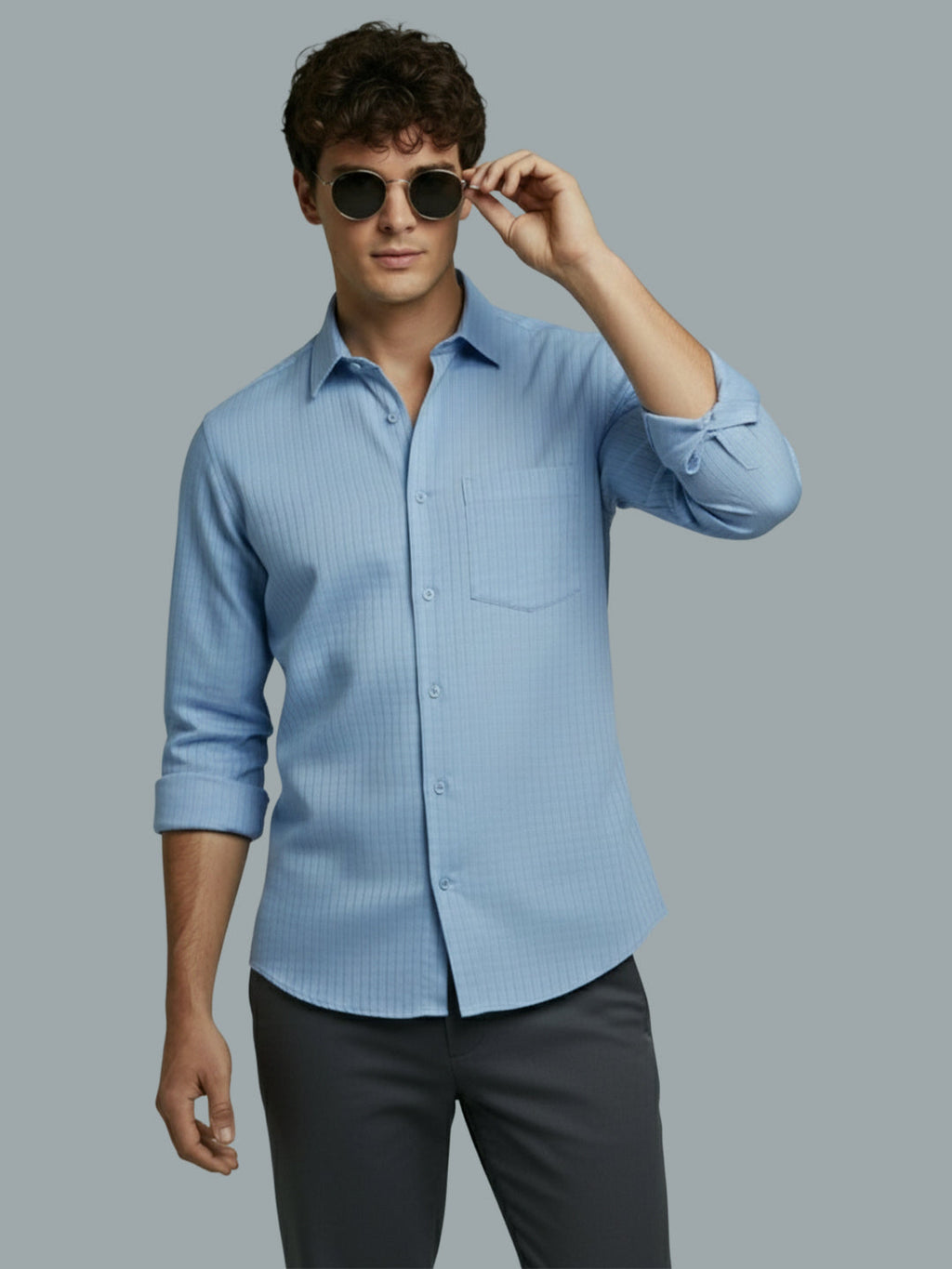 VORA LABEL Men Cotton Solid Regular Fit Spread Collar Casual Shirt - Black