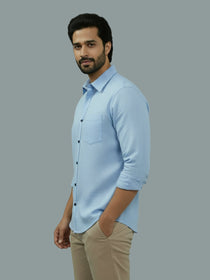 VORA LABEL Men Cotton Regular Fit Spread Collar Casual Shirt - Green