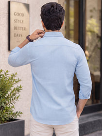 VORA LABEL Men’s Solid Cotton Blend Shirt | Full Sleeve Casual & Formal Shirt