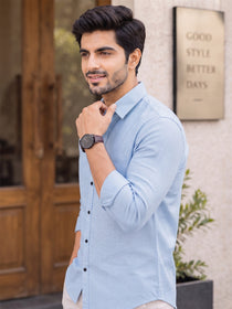 VORA LABEL Men’s Solid Cotton Blend Shirt | Full Sleeve Casual & Formal Shirt