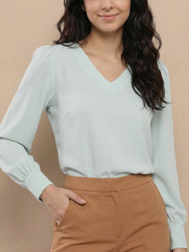VORA LABEL Women Denim Solid Regular Fit Top - Sky Blue