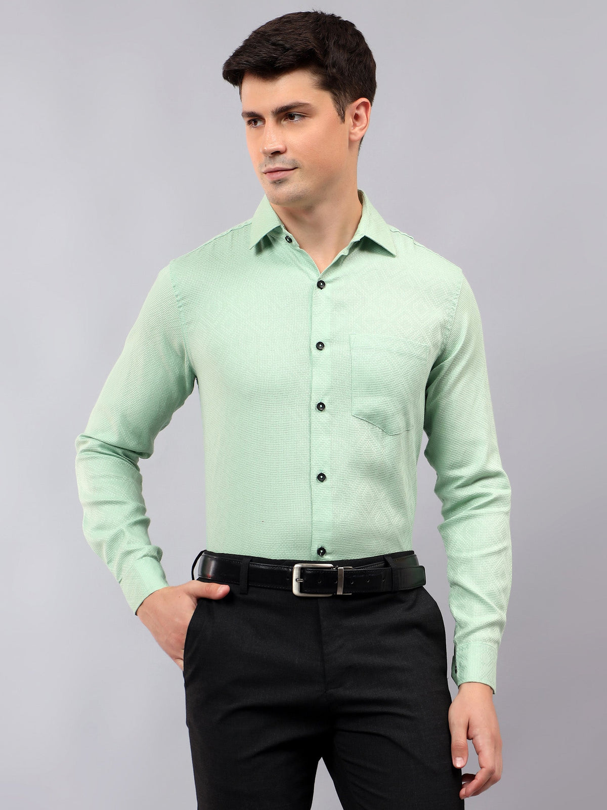VORA LABEL Men Cotton Solid Regular Fit Casual Shirt - Black