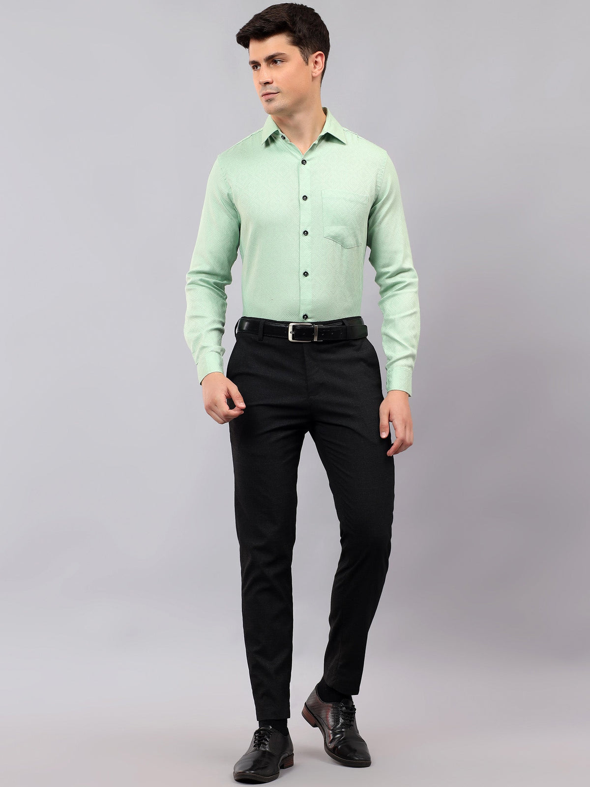 VORA LABEL Men Cotton Solid Regular Fit Casual Shirt - Black