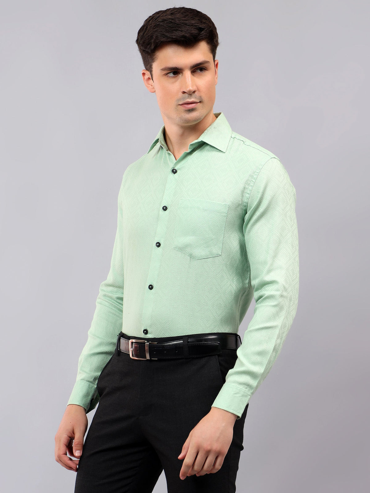 VORA LABEL Men Cotton Solid Regular Fit Casual Shirt - Black