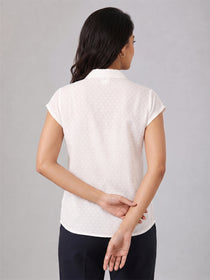 VORA LABEL Women Viscose Rayon Floral Printed Regular Fit Shirt - White