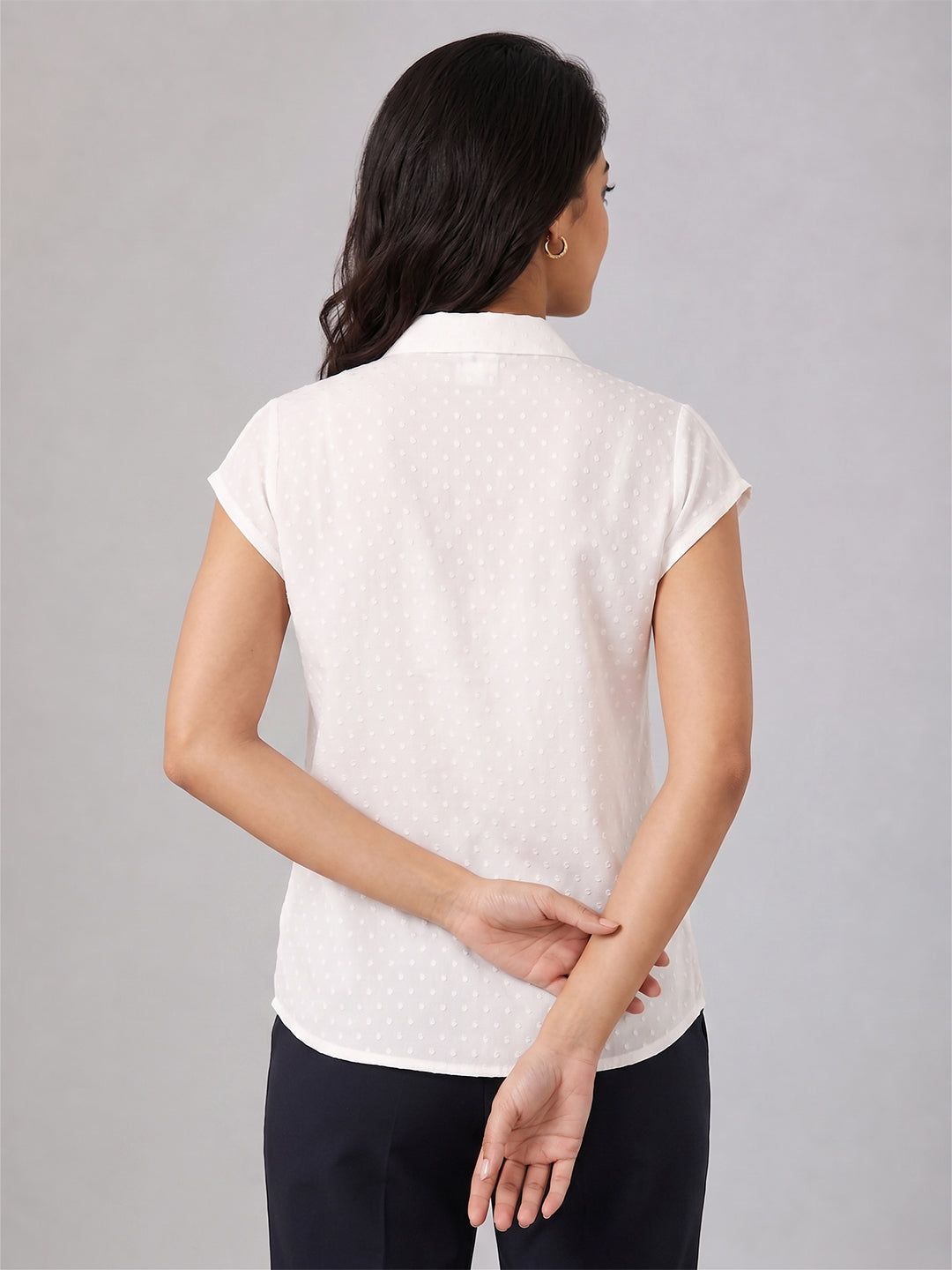 VORA LABEL Women Viscose Rayon Floral Printed Regular Fit Shirt - White