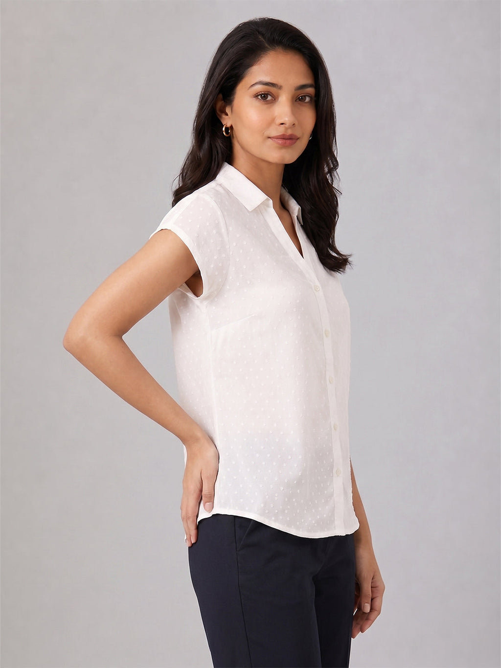 VORA LABEL Women Viscose Rayon Floral Printed Regular Fit Shirt - White