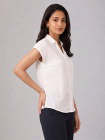 VORA LABEL Women Viscose Rayon Floral Printed Regular Fit Shirt - White