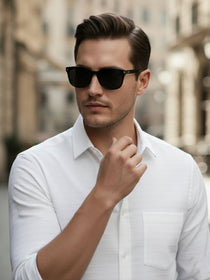 VORA LABEL Men Cotton Striped Relaxed Fit Spread Collar Shirt - White