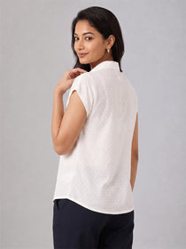 VORA LABEL Women Viscose Rayon Floral Printed Regular Fit Shirt - White