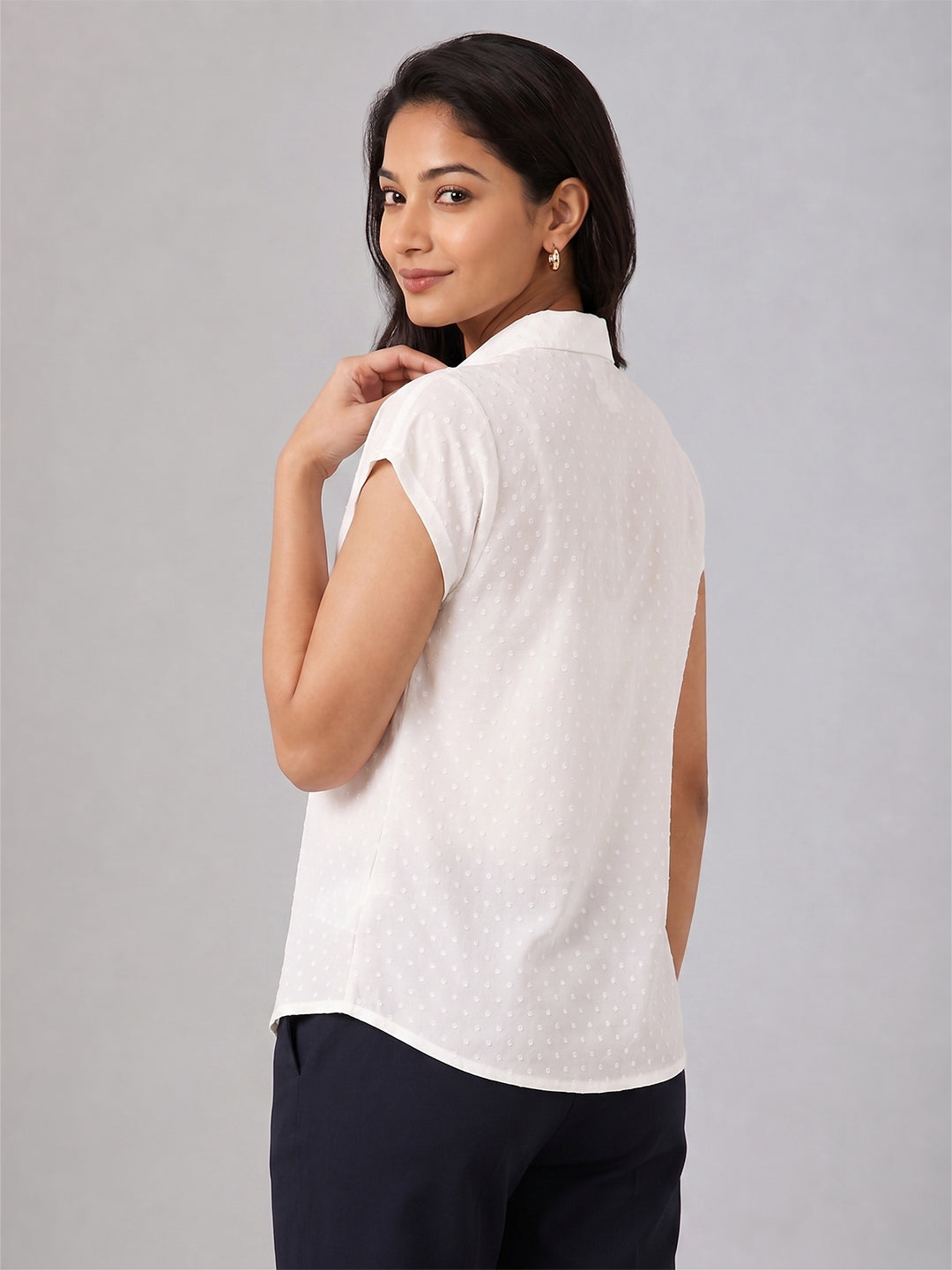 VORA LABEL Women Viscose Rayon Floral Printed Regular Fit Shirt - White
