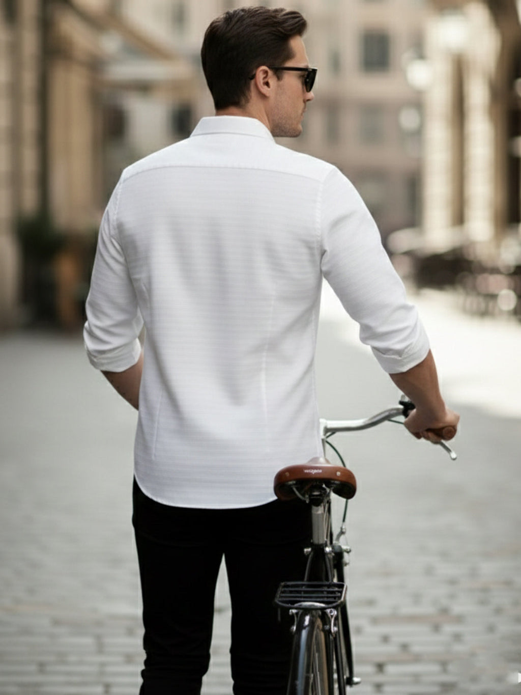 VORA LABEL Men Cotton Striped Relaxed Fit Spread Collar Shirt - White