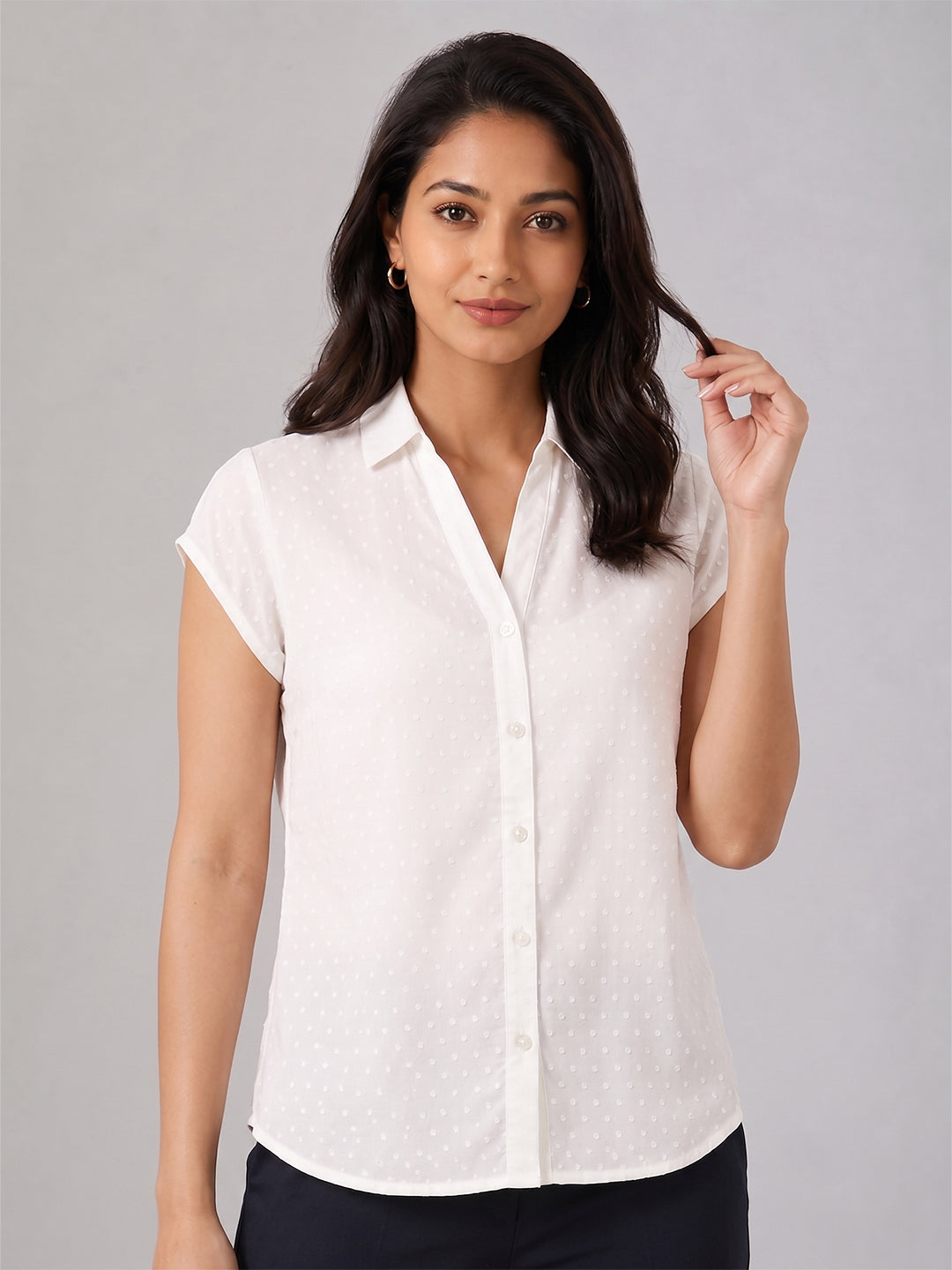 VORA LABEL Women Viscose Rayon Floral Printed Regular Fit Shirt - White