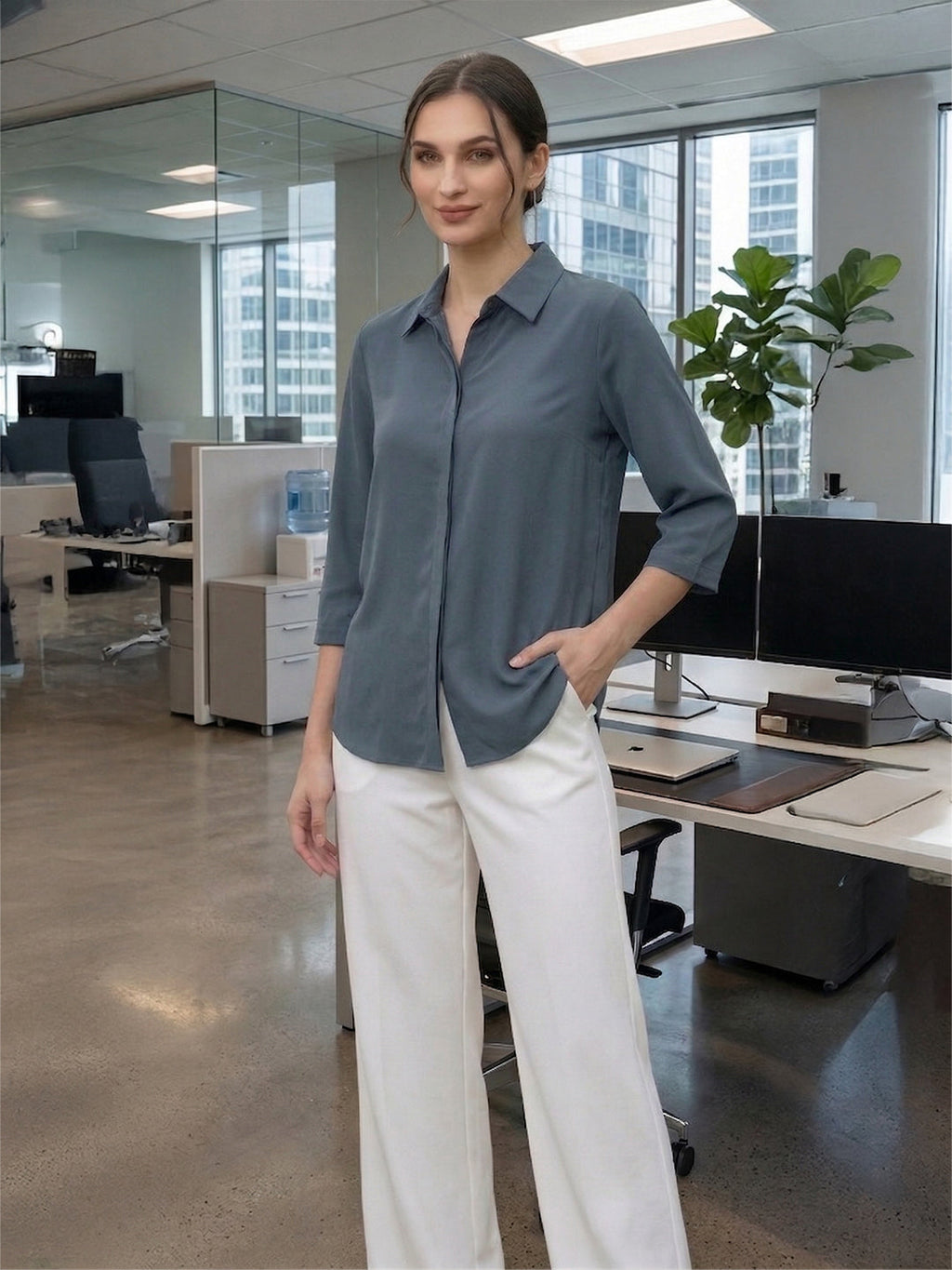 VORA LABEL Women Viscose Rayon Solid Regular Fit Shirt - Light Pink