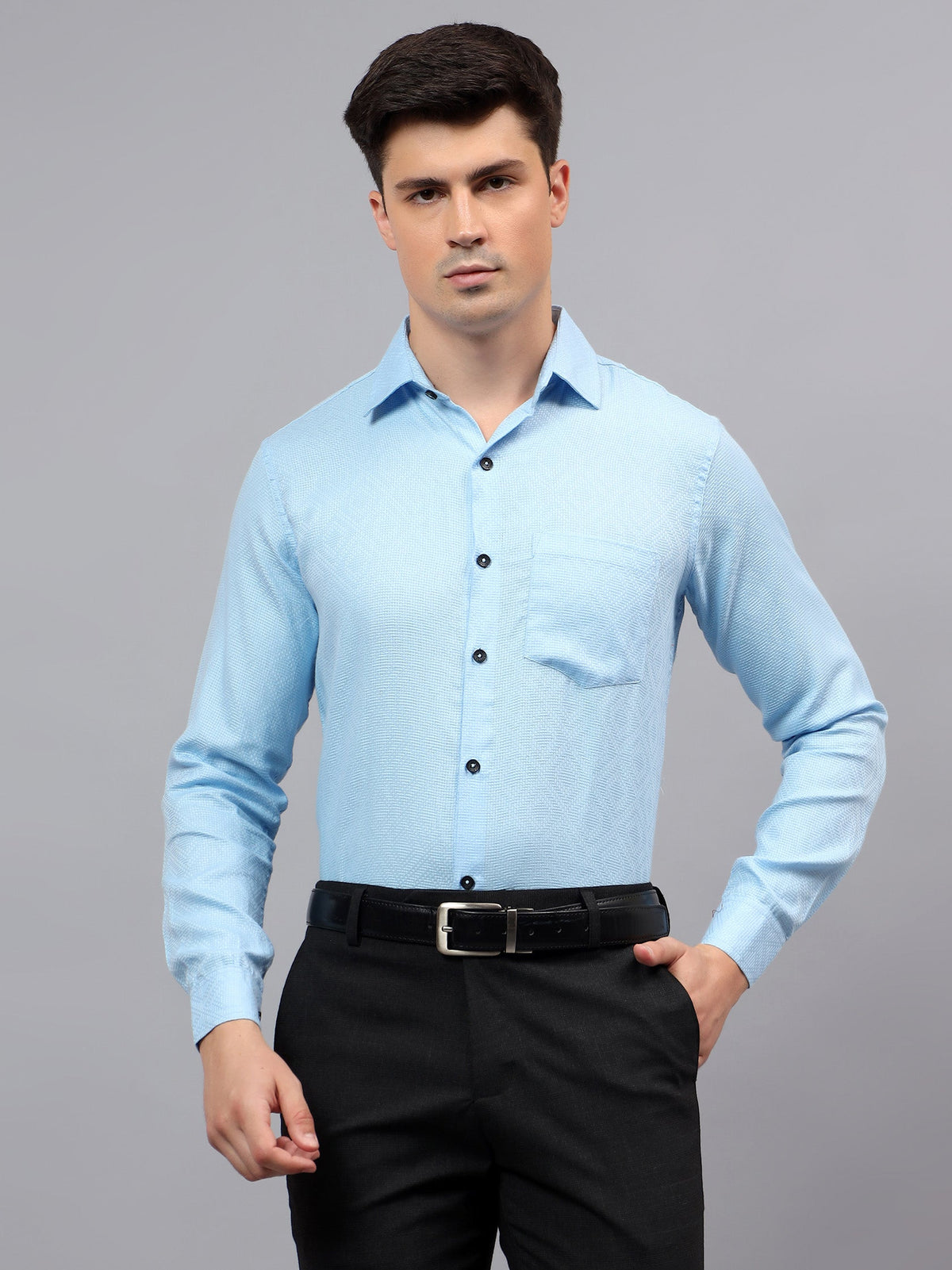 VORA LABEL Men Cotton Solid Regular Fit Casual Shirt - Black