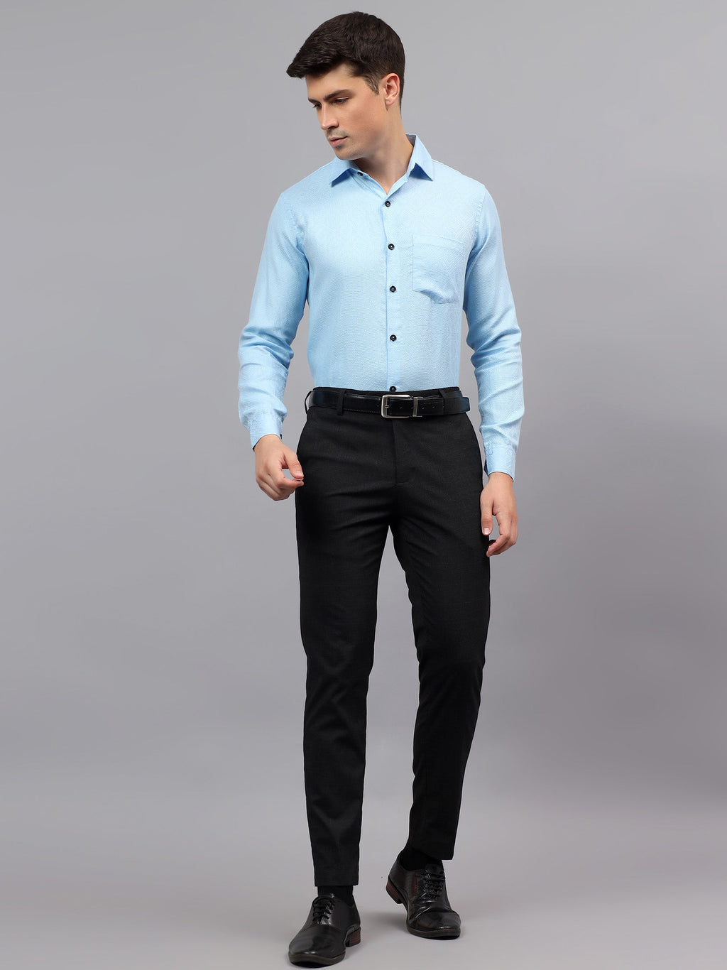 VORA LABEL Men Cotton Solid Regular Fit Casual Shirt - Black