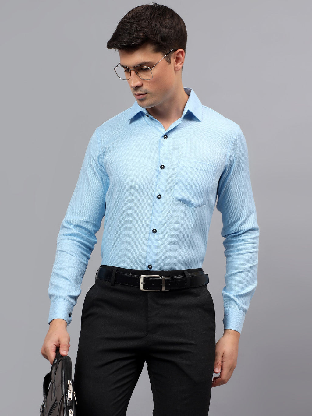 VORA LABEL Men Cotton Solid Regular Fit Casual Shirt - Black