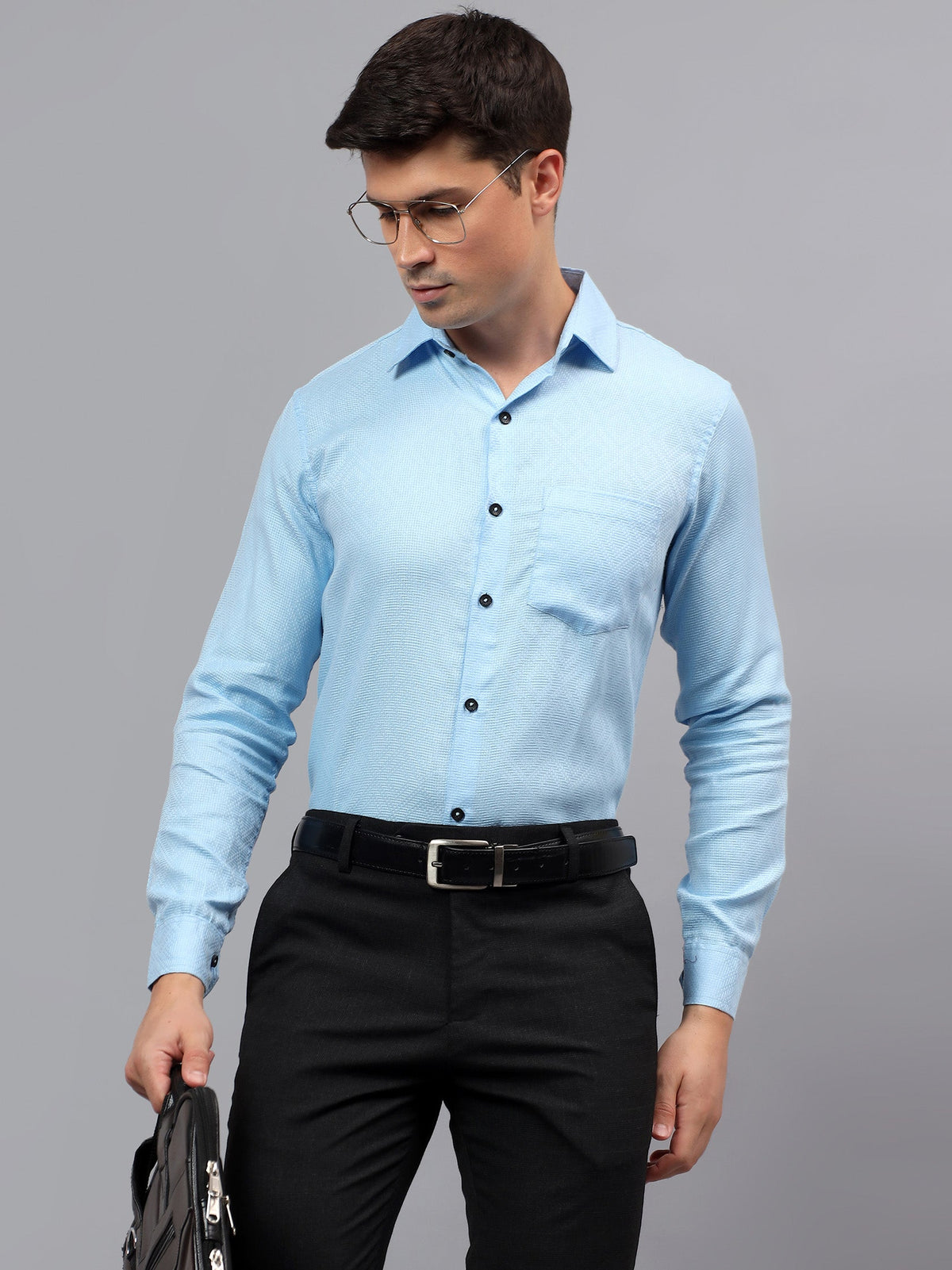 VORA LABEL Men Cotton Solid Regular Fit Casual Shirt - Black