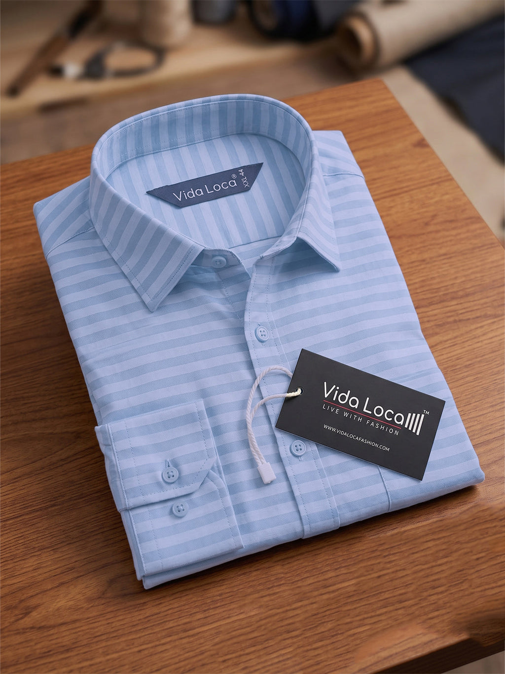 VORA LABEL Men Denim Striped Slim Fit Casual Shirt - Black