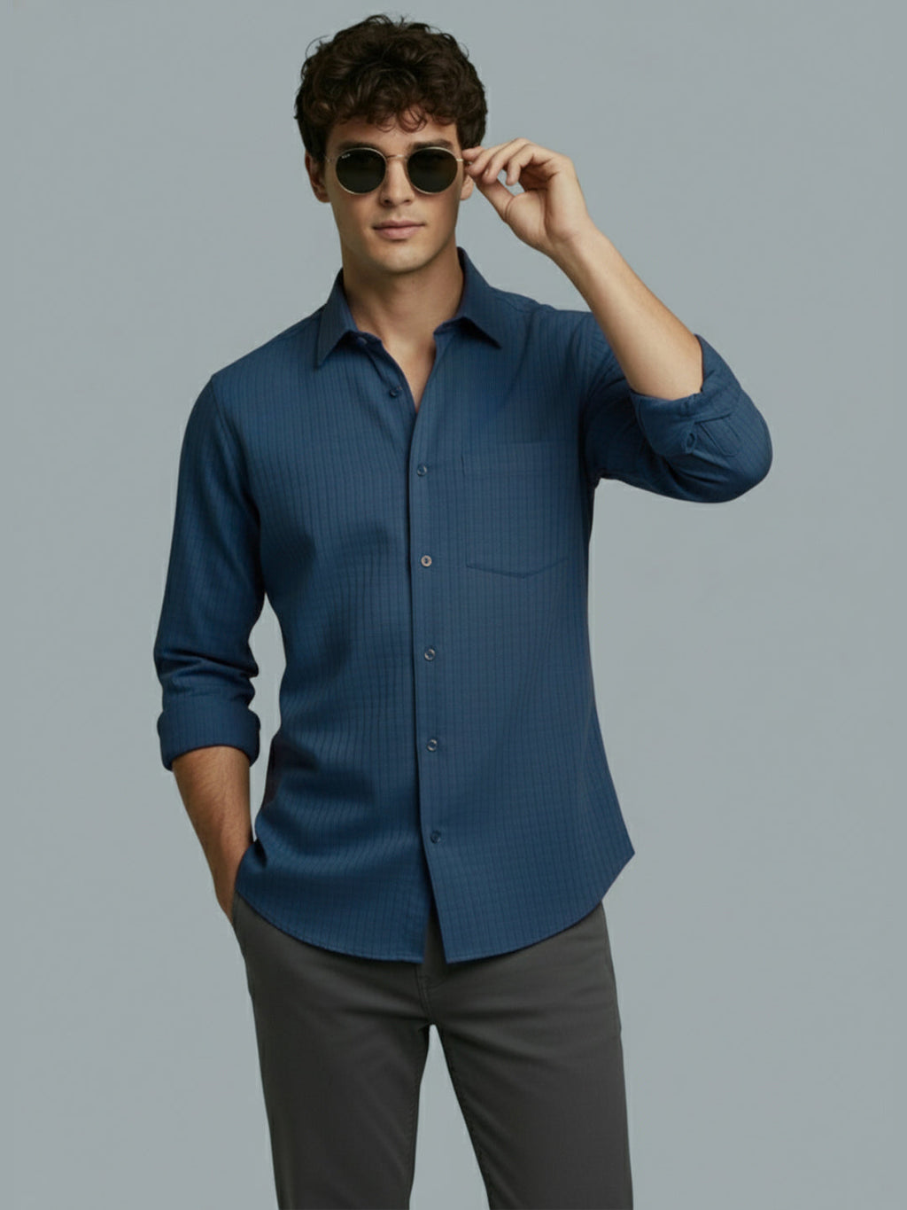 VORA LABEL Men Cotton Solid Regular Fit Spread Collar Casual Shirt - Black