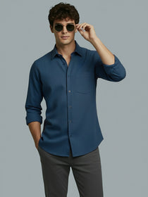 VORA LABEL Men Cotton Solid Regular Fit Spread Collar Casual Shirt - Black