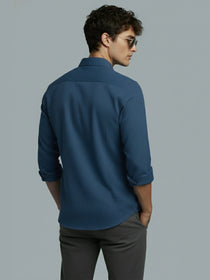 VORA LABEL Men Cotton Solid Regular Fit Spread Collar Casual Shirt - Black