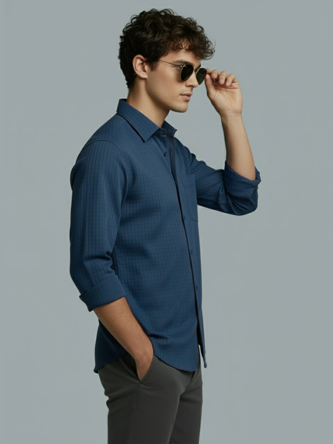 VORA LABEL Men Cotton Solid Regular Fit Spread Collar Casual Shirt - Black