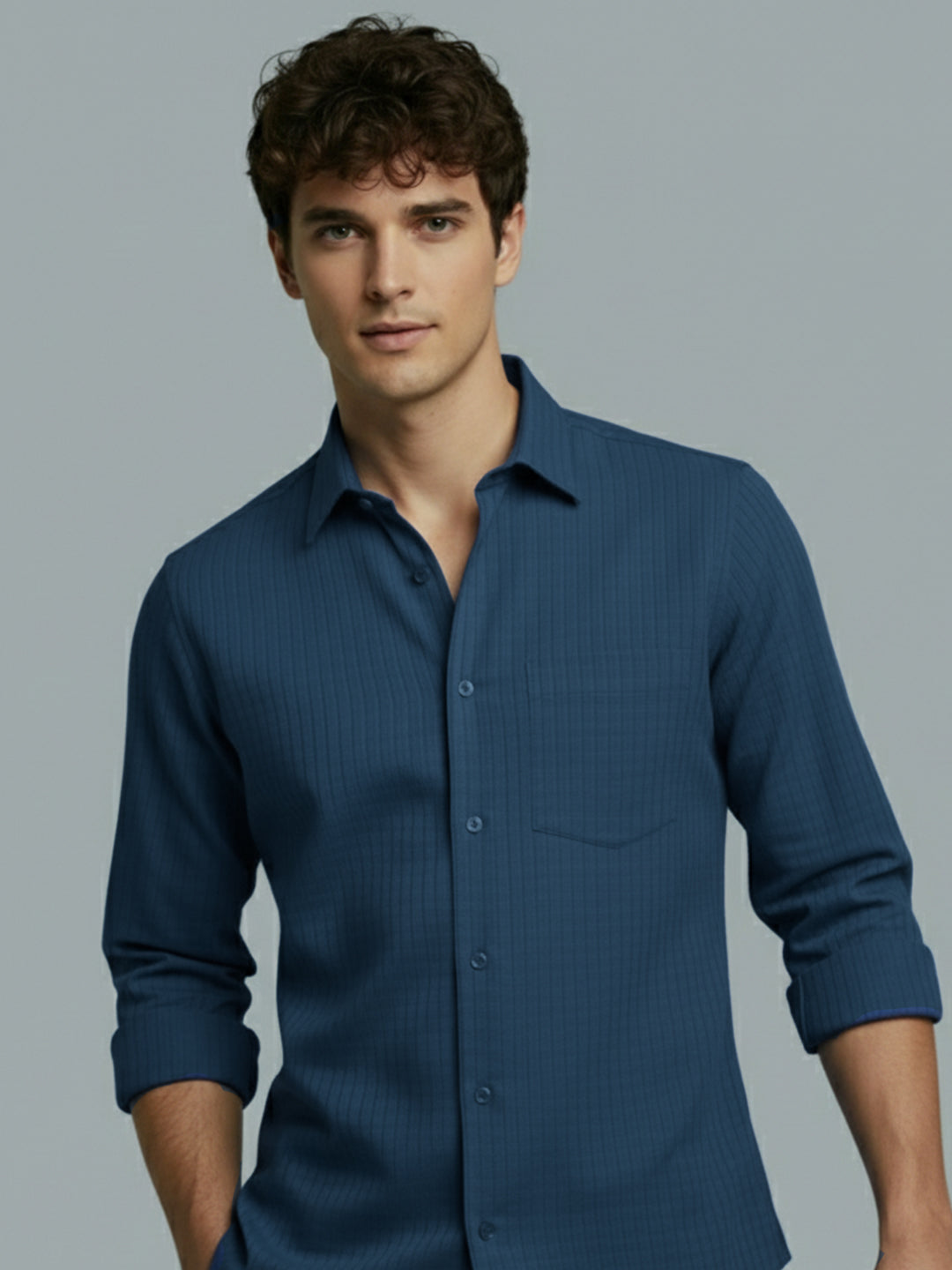VORA LABEL Men Cotton Solid Regular Fit Spread Collar Casual Shirt - Black