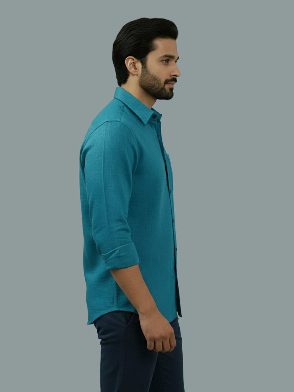 VORA LABEL Men Cotton Regular Fit Spread Collar Casual Shirt - Green