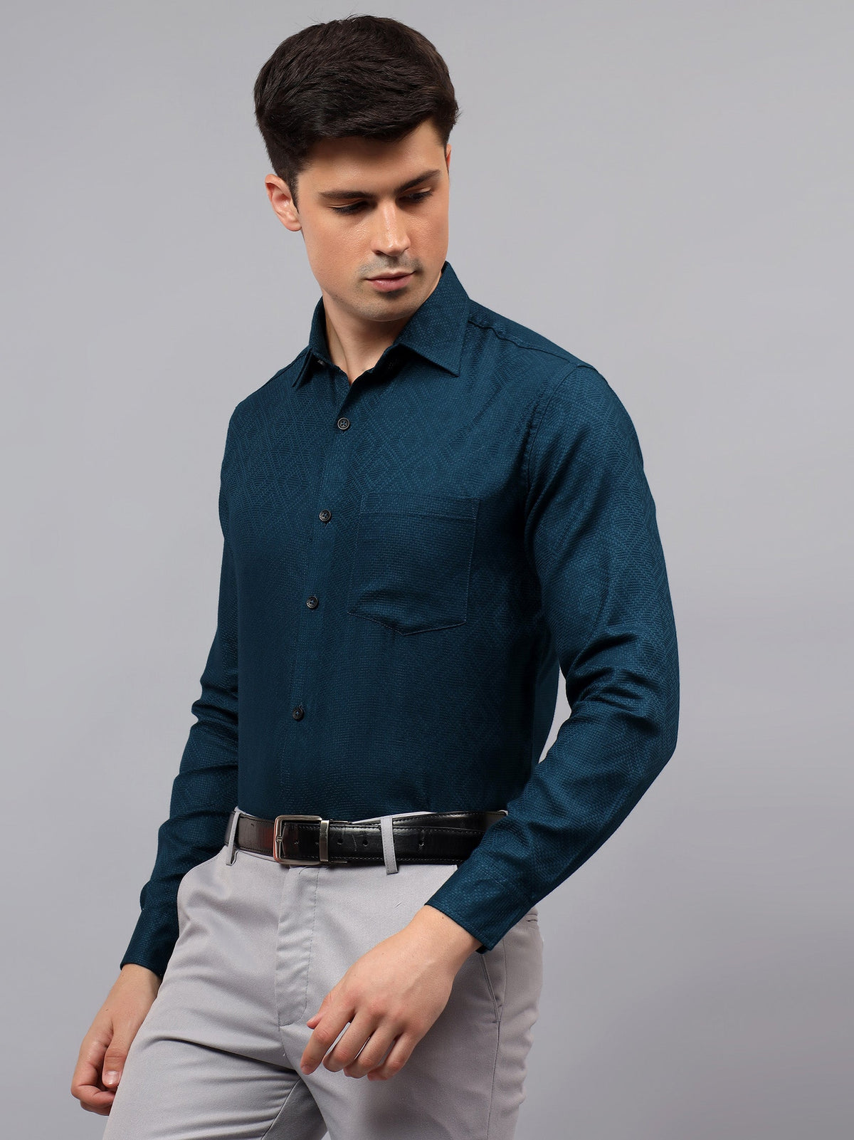 VORA LABEL Men Cotton Solid Regular Fit Casual Shirt - Black