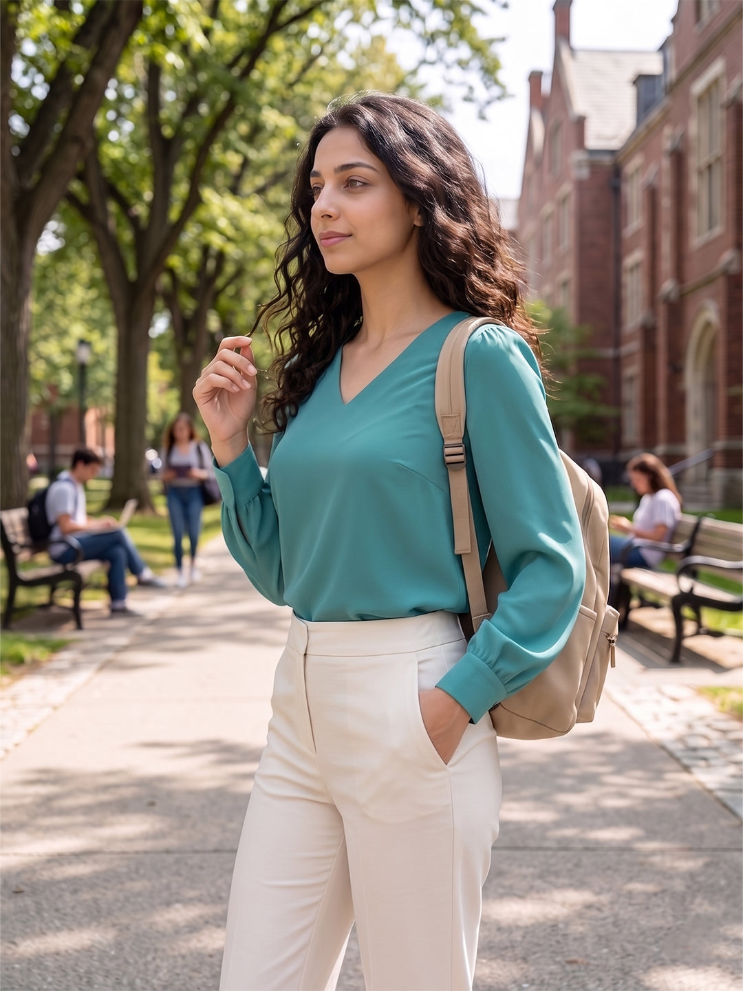 VORA LABEL Women Denim Solid Regular Fit Top - Teal Blue