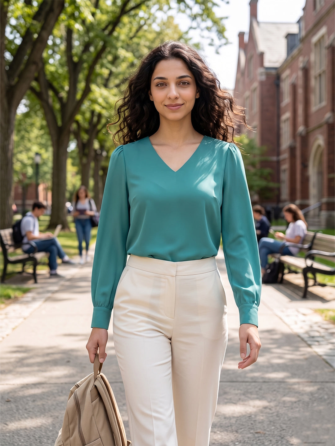 VORA LABEL Women Denim Solid Regular Fit Top - Teal Blue
